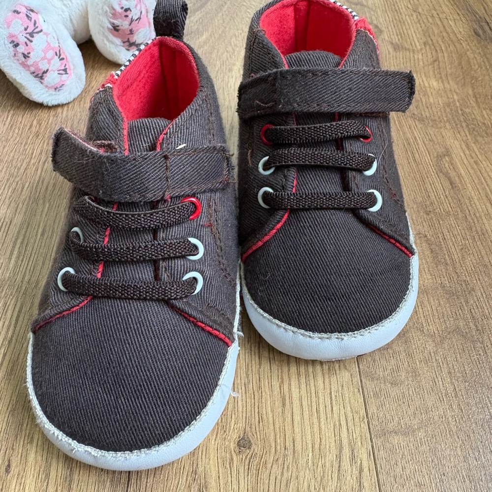 Brown and Red Sneakers